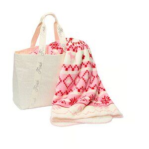 Victoria's Secret Cozy Plush Blanket and Bling Tote Bag Set